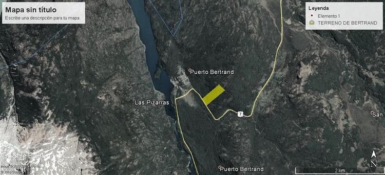Vendo campo de 9,5 hectareas a 300 mt de Puerto Bertrand