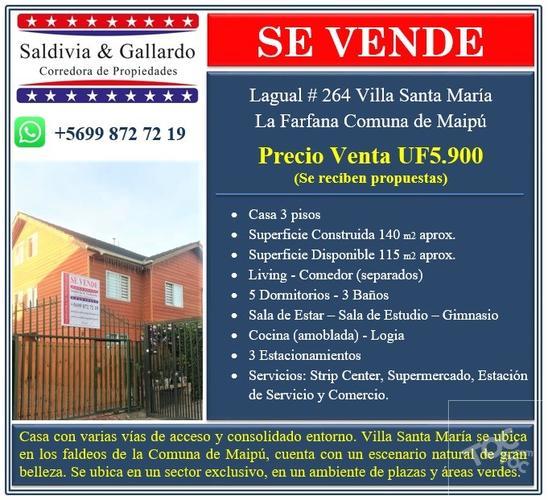 Se Vende casa comuna de Maipú - La Farfana