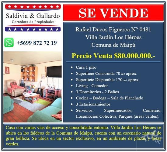 Se Vende casa comuna de Maipú