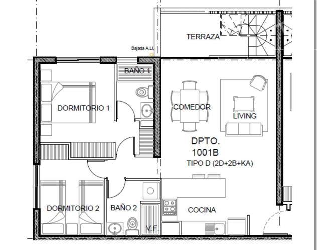 Departamento con azotea privada, 2 dormitorios Edificio nuevo
