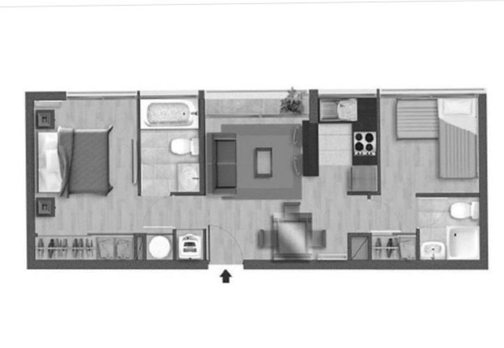 Santa Isabel 55 departamento 1102 Comuna Santiago 2 Habitaciones y 2 Baños Metro Santa Isabel