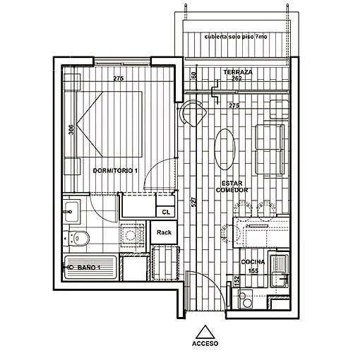 Departamento 1 dormitorio en Barrio Italia