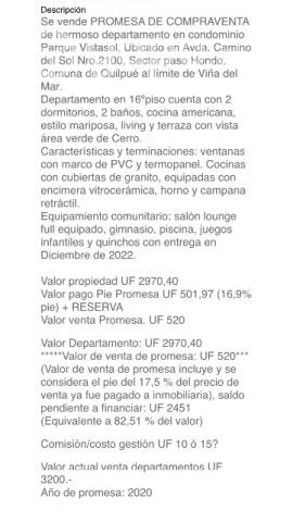 Promesa de compraventa de departamento